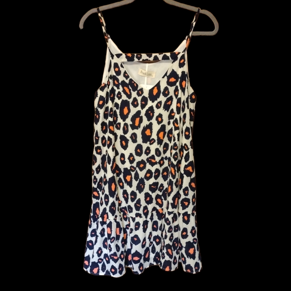 Nwt Peach love Medium Neon Leopard Ruffle Dress